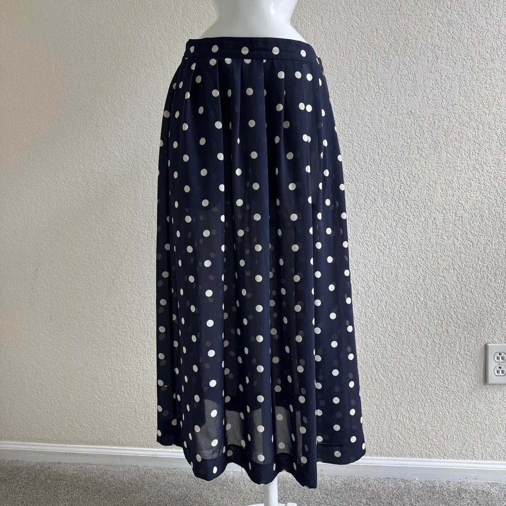 Leslie Fay Sportswear Navy blue & white polka dot midi skirt